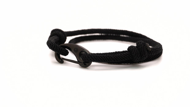Black braided milan rope bracelet with black pvd stainless steel clasp