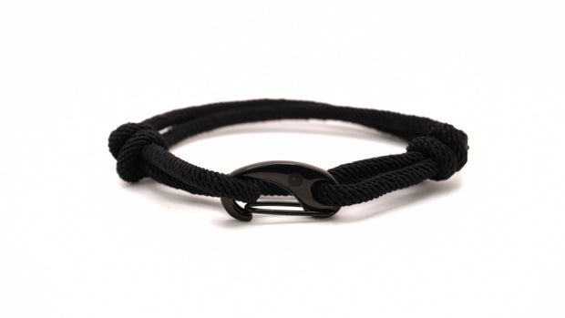 Black braided bracelet with a black pvd stainless steel clasp
