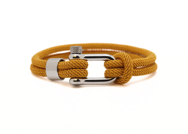 Yellow rope bracelet with silver stainless steel clasp