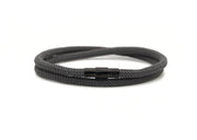 Grey braided bracelet with black pvd steel clasp