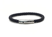 Blue braided bracelet with a silver stainless steel clasp